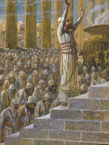 Salomón dedicando el templo