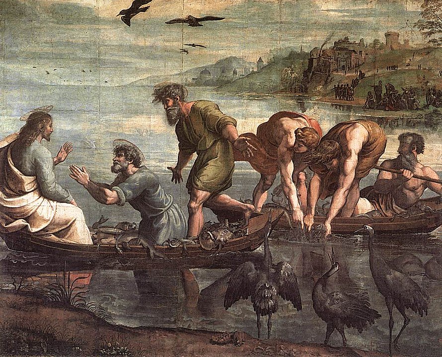 Pedro y otros apóstoles pescando
