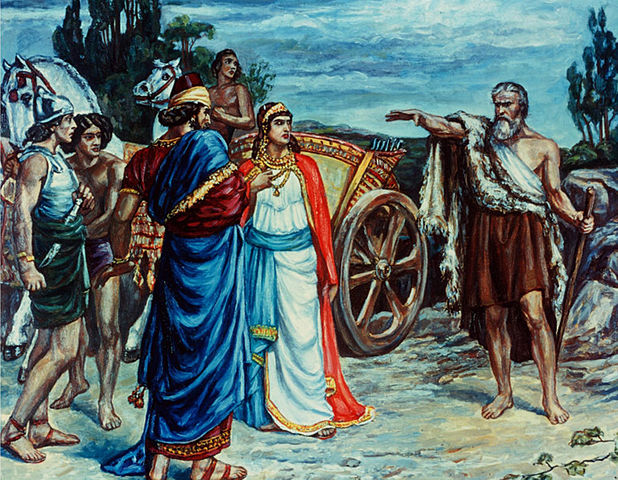 Ilustración de Jezabel y Ajab con Elías