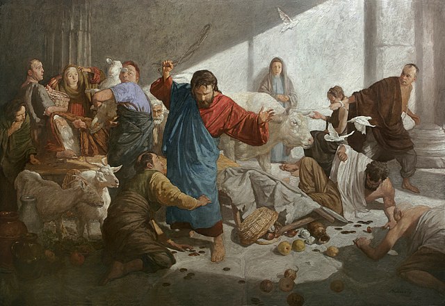 Jesús corriendo a los mercaderes