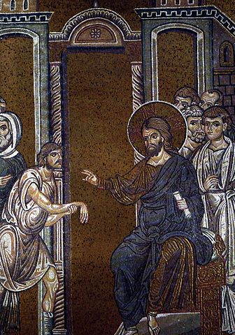 Imagen de Jesús sanando a l hombre de la mano paralizada