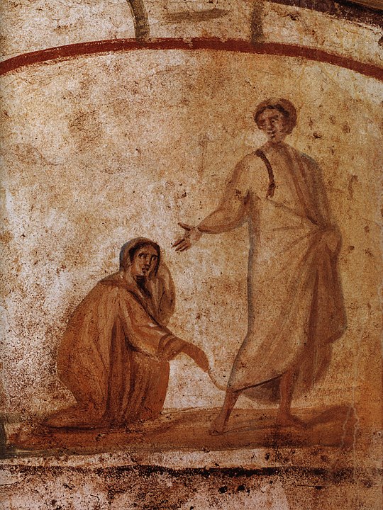 Pintura de Jesús con la mujer