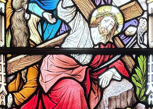 Vitral Jesús con la cruz a cuestas