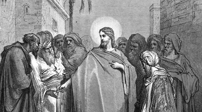 Jesús en medio de los fariseos.