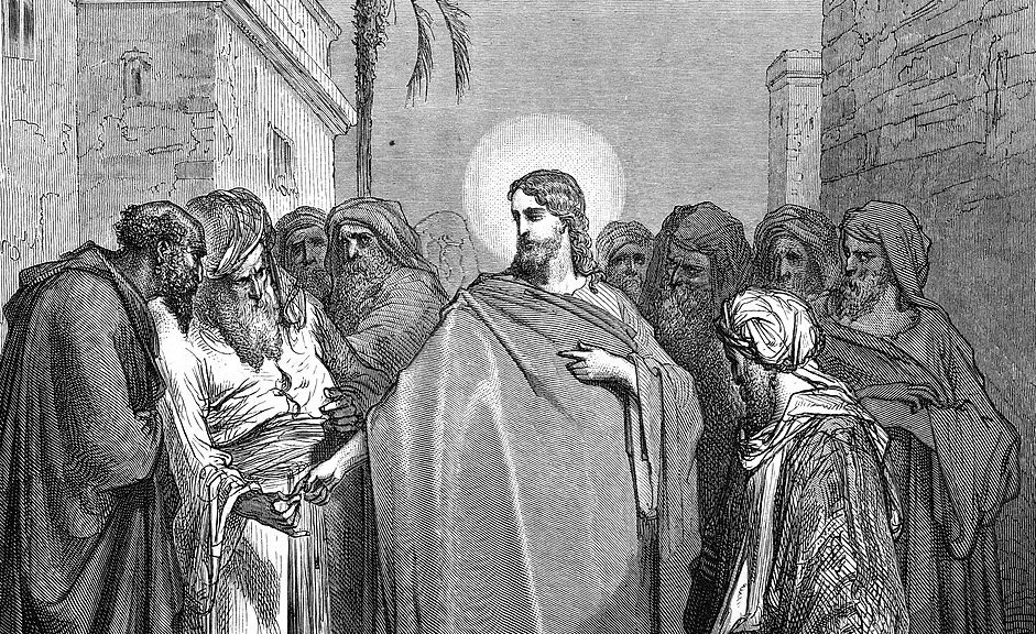 Jesús en medio de los fariseos.