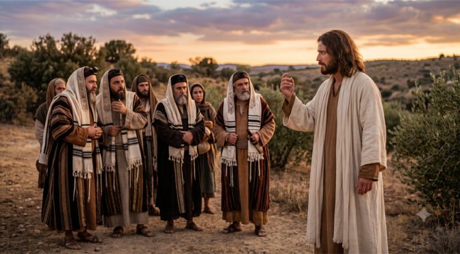 Jesús dirigiéndose a los fariseos