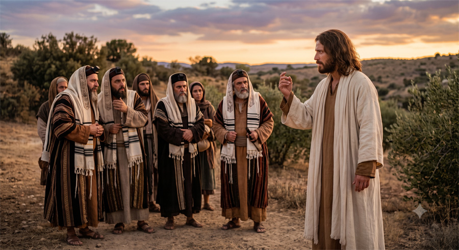 Jesús dirigiéndose a los fariseos