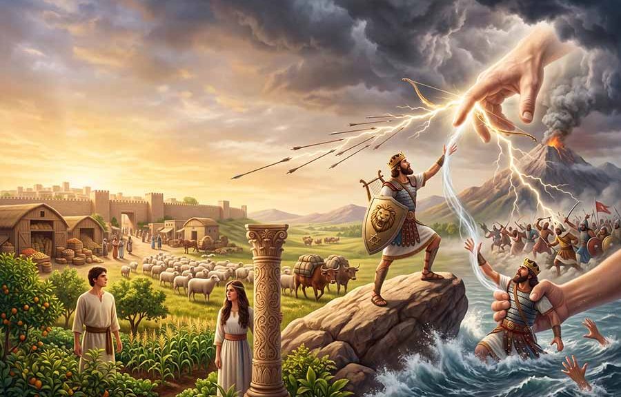 Representación del Salmo 144: El Señor cuida de quienes lo aman.
