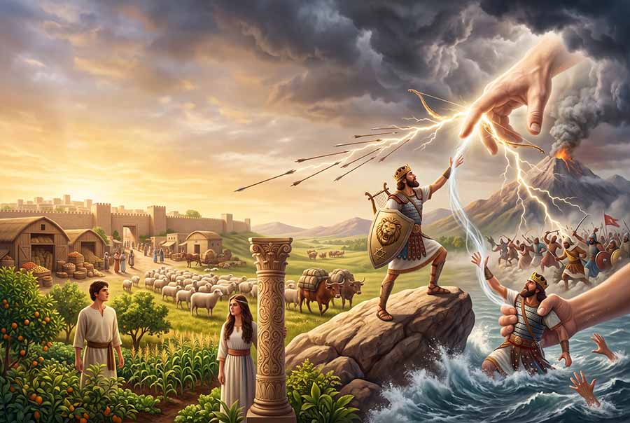 Representación del Salmo 144: El Señor cuida de quienes lo aman.